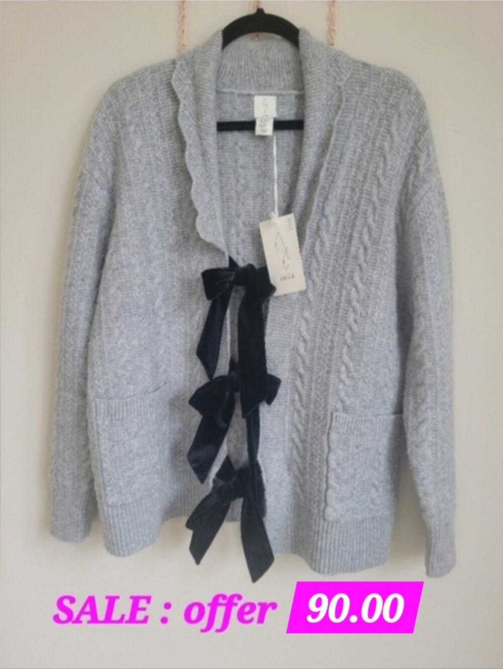 JOIE Marienlla Bow Tie Cardigan Size XS